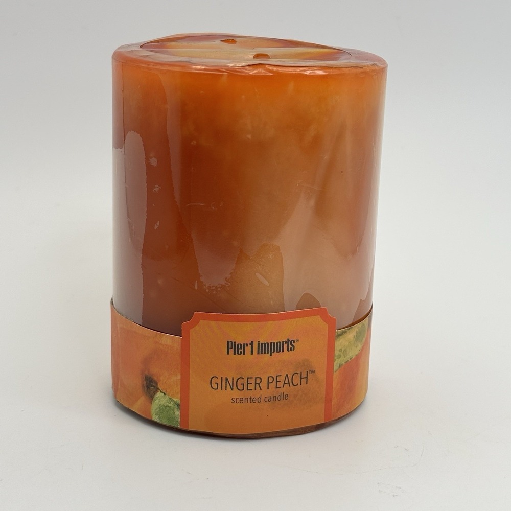 NEW Pier 1 Pillar Candle Ginger Peach Candle 3x4 Sealed Discontinued